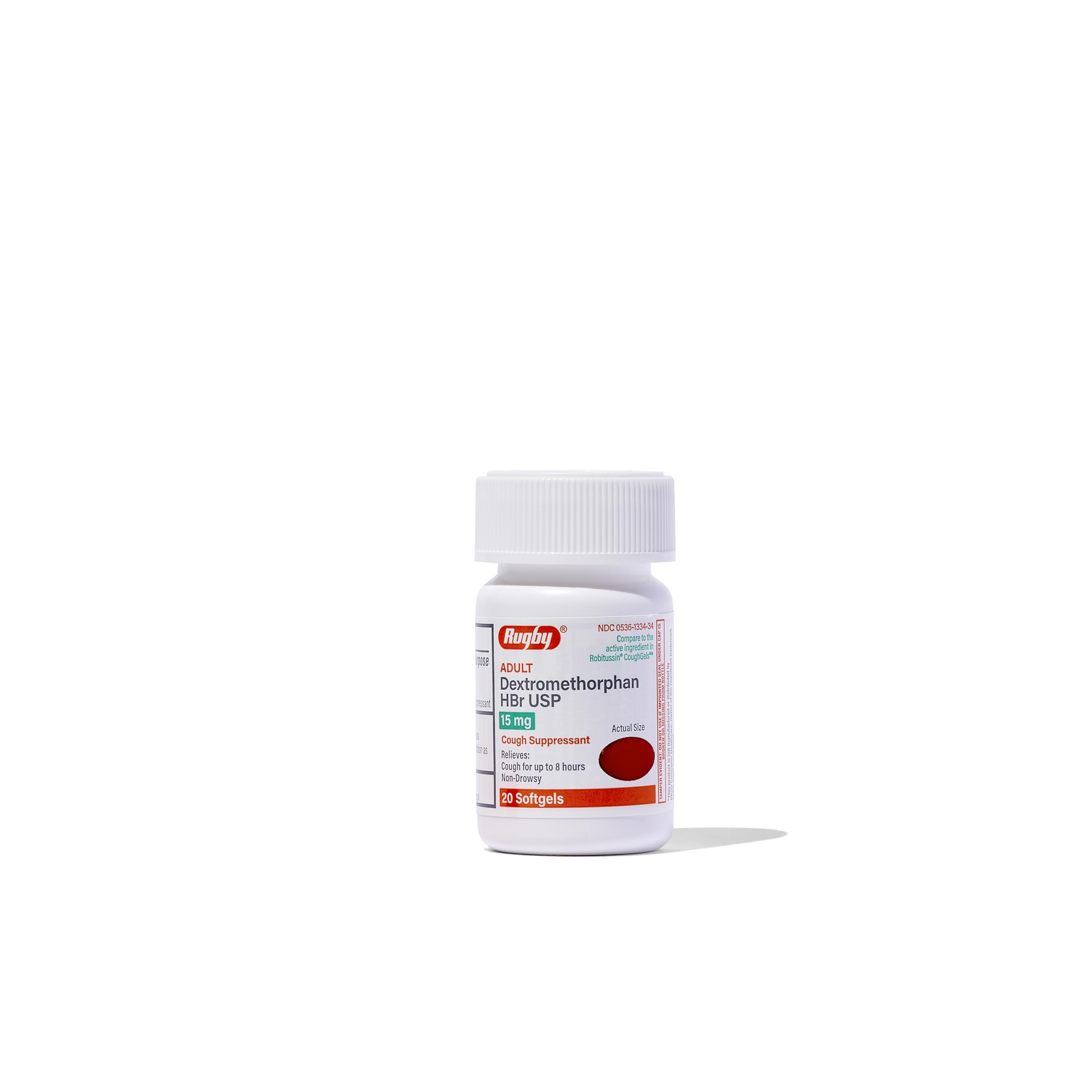 RUGBY LABORATORIES Dextrometorfano 15 mg cápsula blanda, alivio de la tos temporal