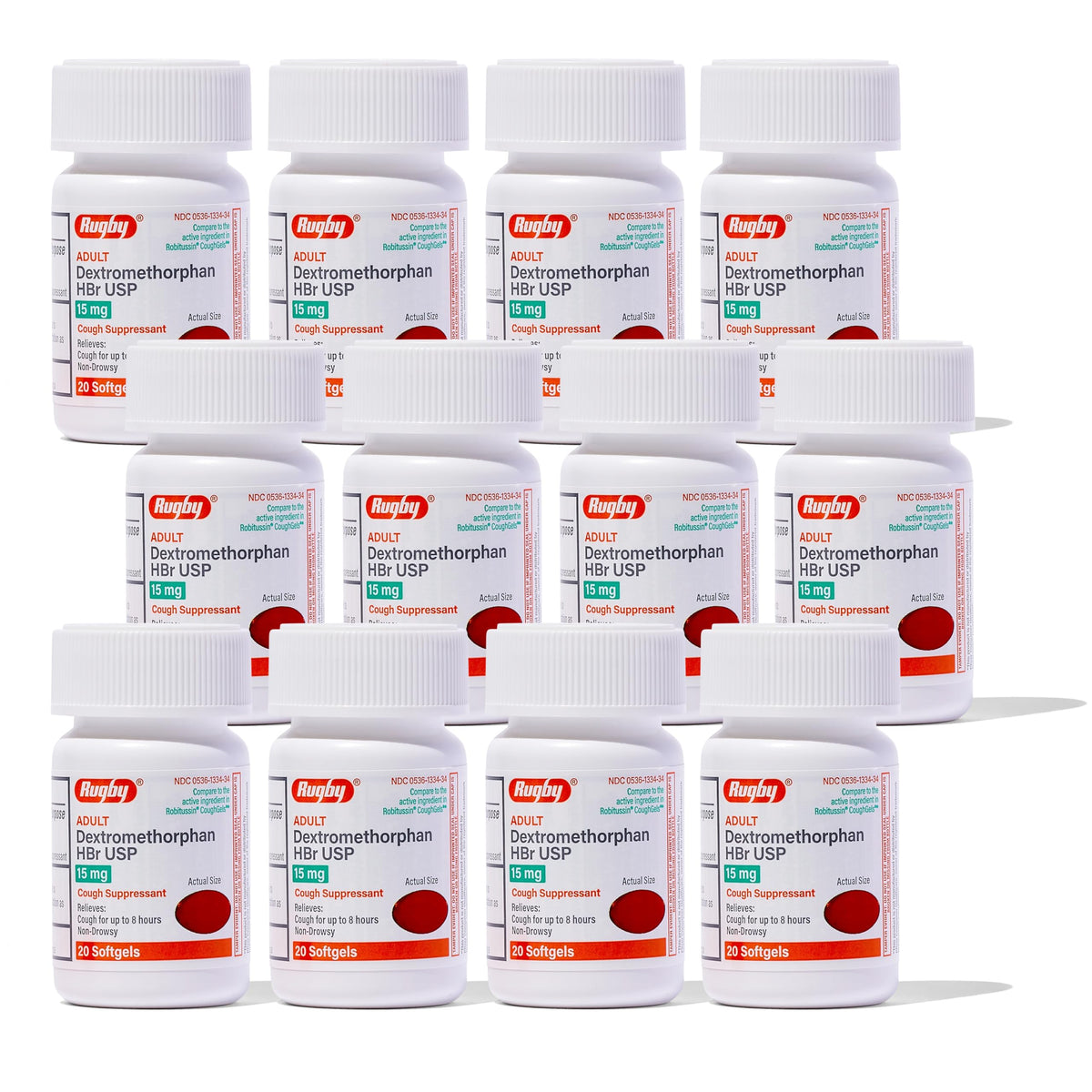 Rugby Laboratories: cápsulas blandas de dextrometorfano 15 mg para alivio temporal de la tos.