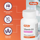 RUGBY LABORATORIES Etiqueta de Vitamina D3 con información clara para compra