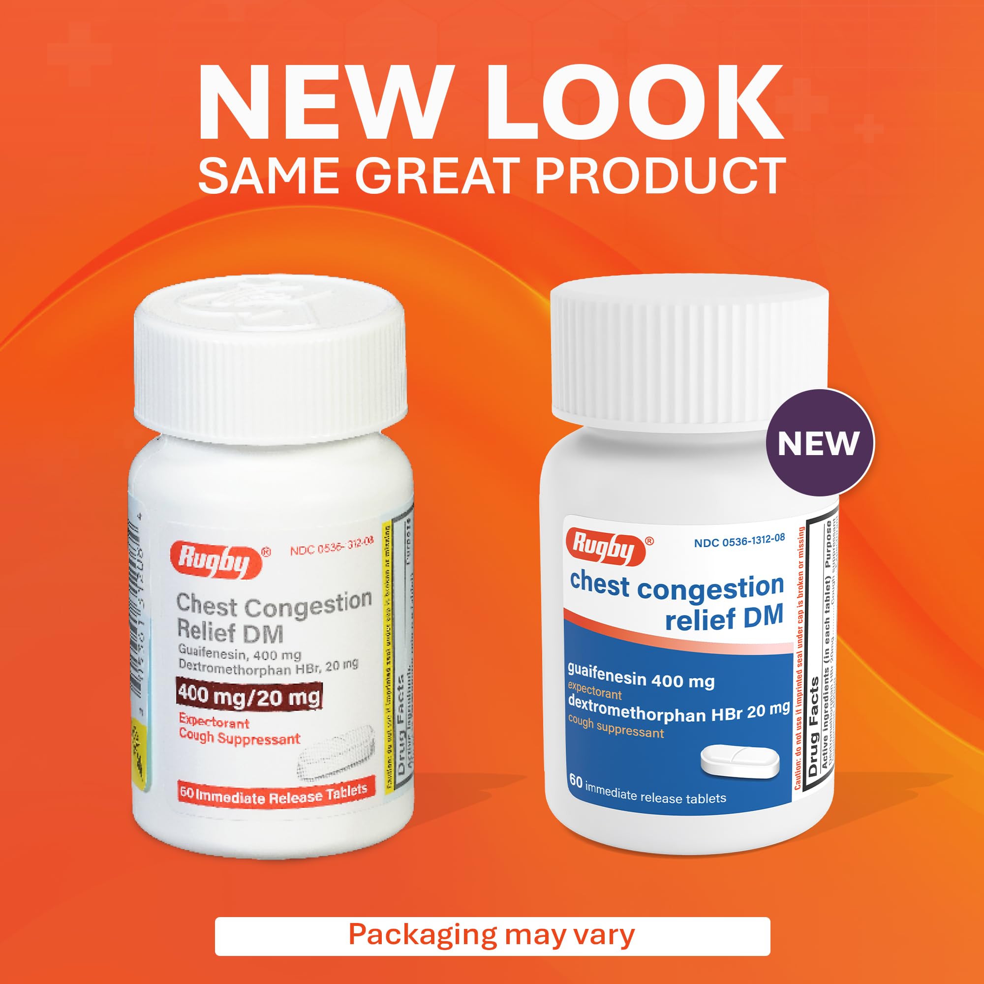 Rugby Laboratories: guaifenesina 400 mg para aflojar mucosidad.