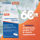 Rugby Laboratories tabletas guaifenesina 400 mg, expectorante que afloja flema