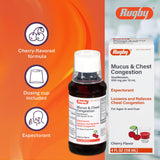 Jarabe Rugby, ingrediente guaifenesina, posible apoyo para expulsar mucosidad.