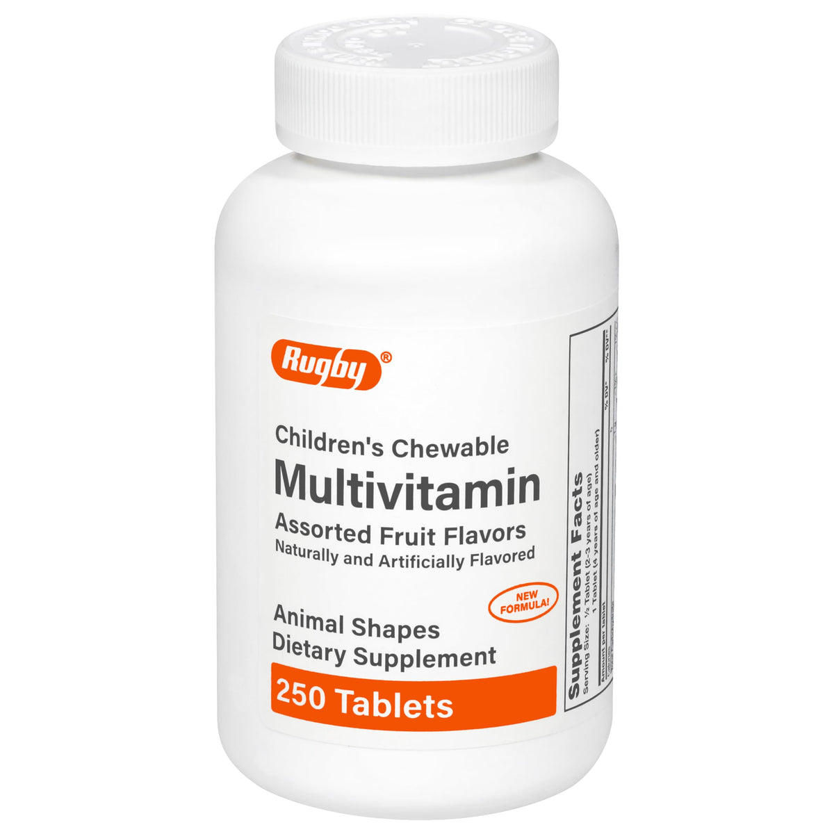 Rugby Laboratories multivitaminas infantiles con sabores frutales para niños activos.