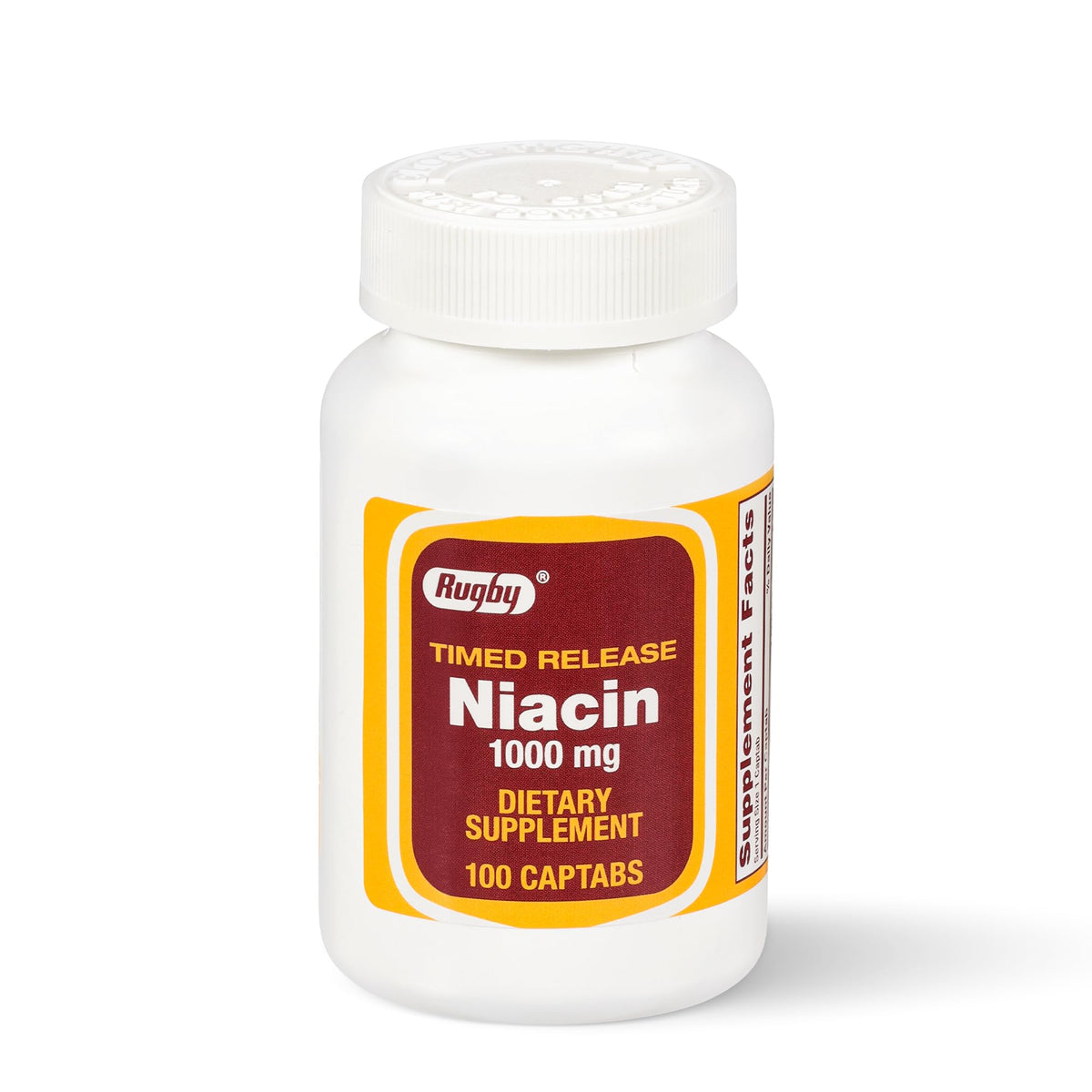 RUGBY LABORATORIES Niacina 1000 mg captabs en bote, apoyo al metabolismo diario.