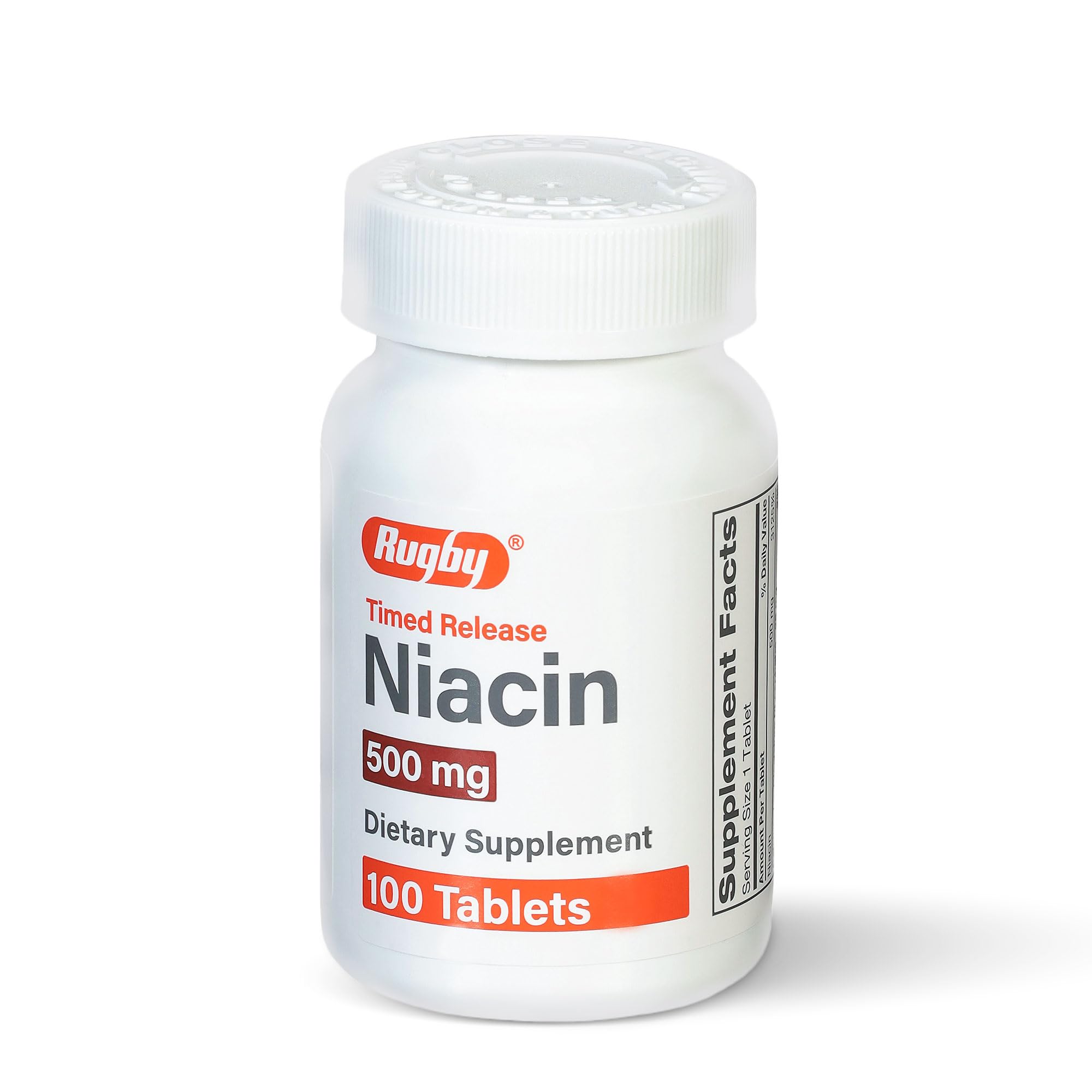 Rugby Laboratories Niacina 500 mg, tabletas, apoyo a energía diaria.