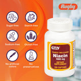 RUGBY LABORATORIES Niacina etiqueta libre de conservantes y colorantes.