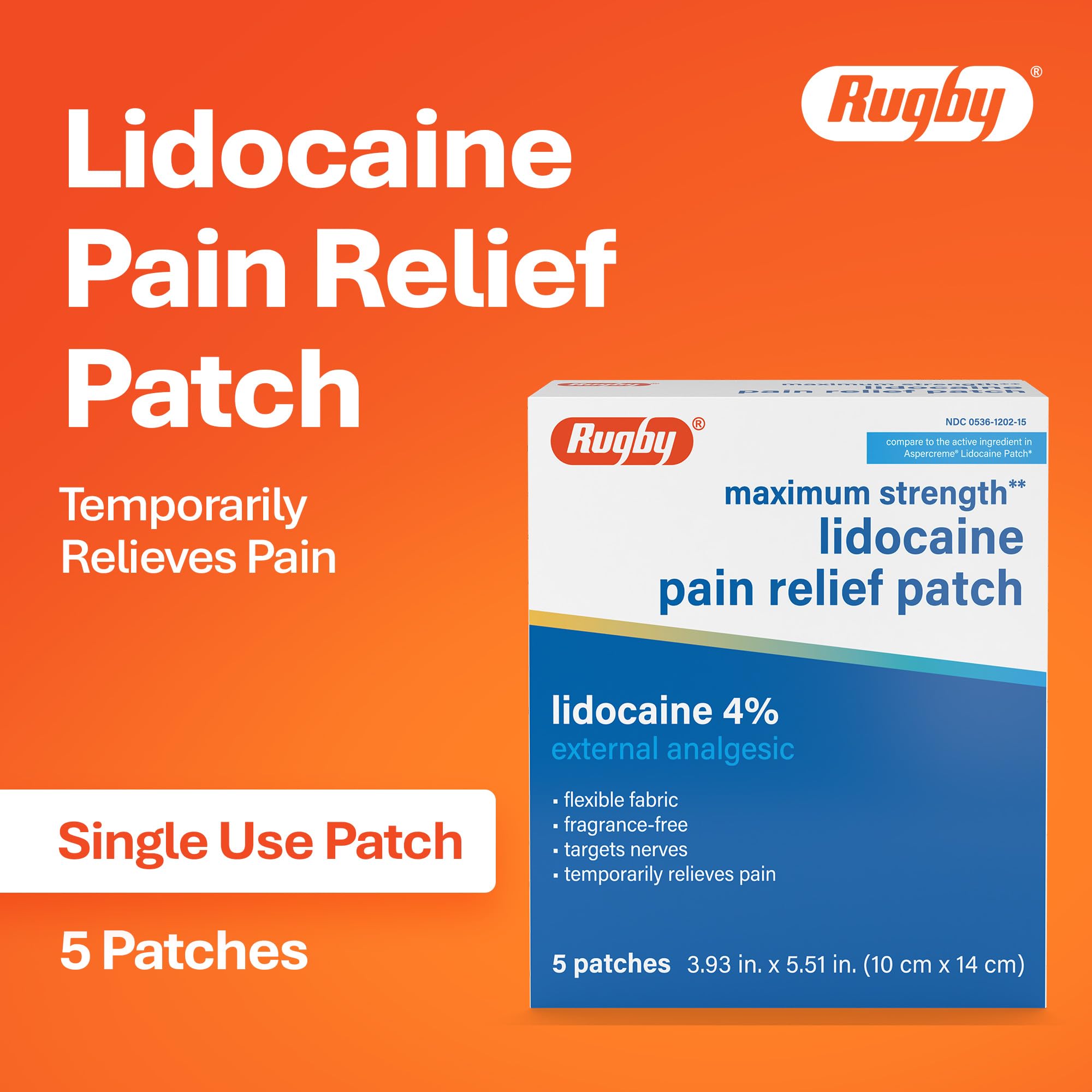 Parche Rugby Laboratories lidocaina 4% sin olor, uso discreto