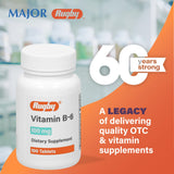 Rugby Laboratories presentación de 100 tabletas de vitamina B6.
