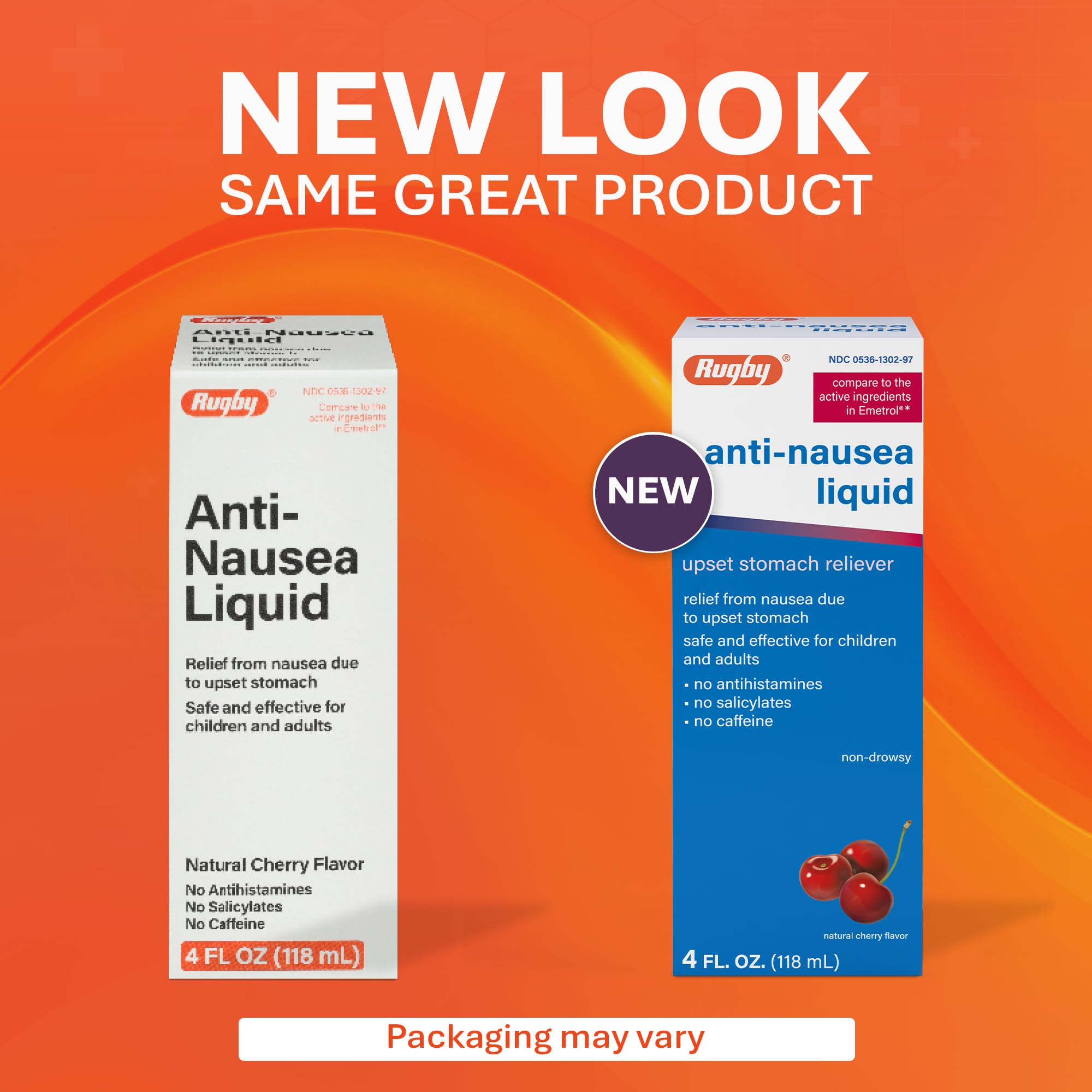 Rugby Laboratories sabor cereza natural, toma agradable para náuseas