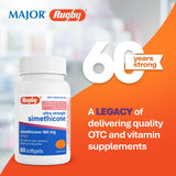 RUGBY LABORATORIES contiene simeticona 180 mg para malestar estomacal.