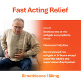 Rugby Laboratories simeticona 180 mg, etiqueta frontal, información clara de ingredientes.