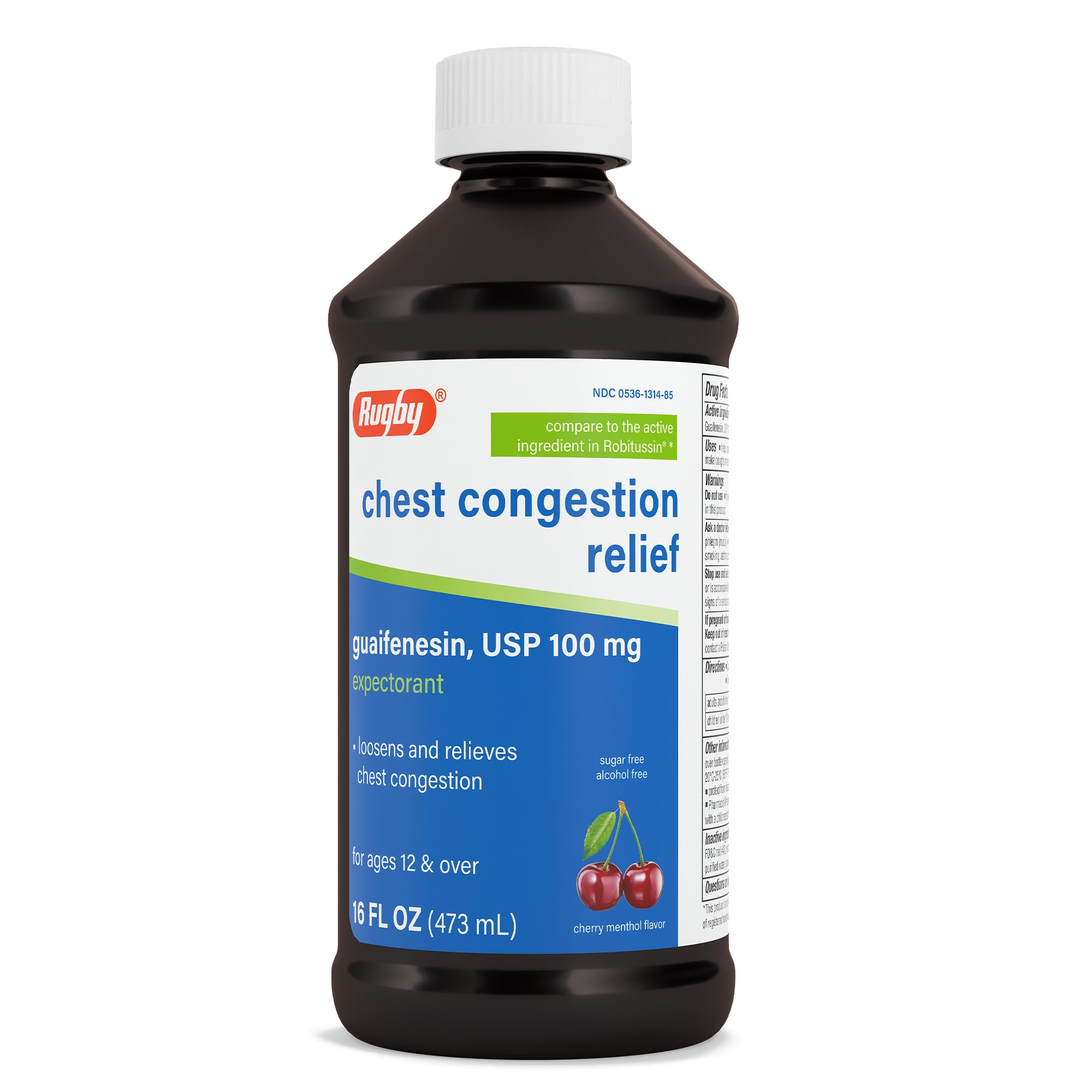 Frasco Rugby Laboratories sirope expectorante cereza mentol para aflojar mucosidad