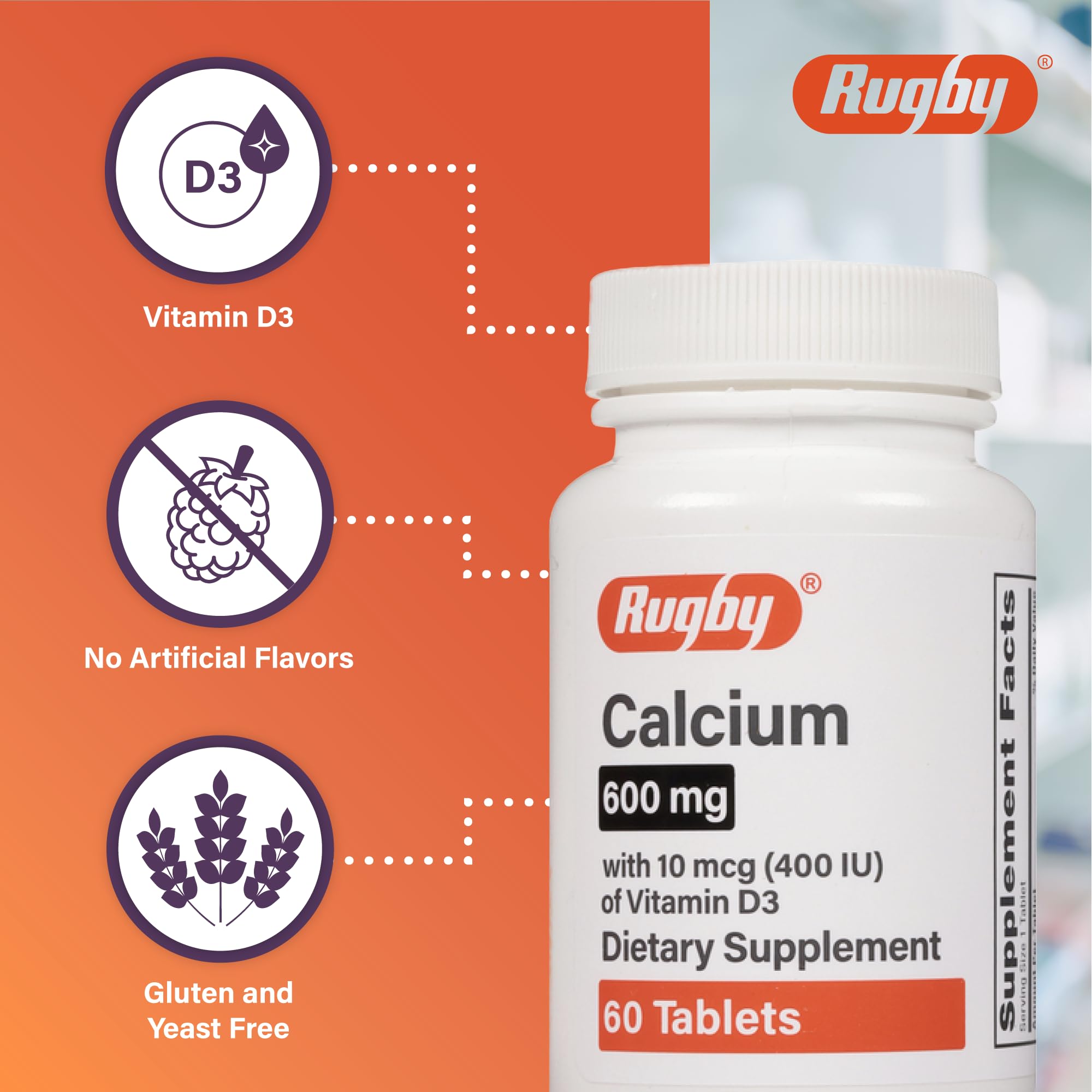 Rugby Laboratories envase de calcio listo para tomar con agua