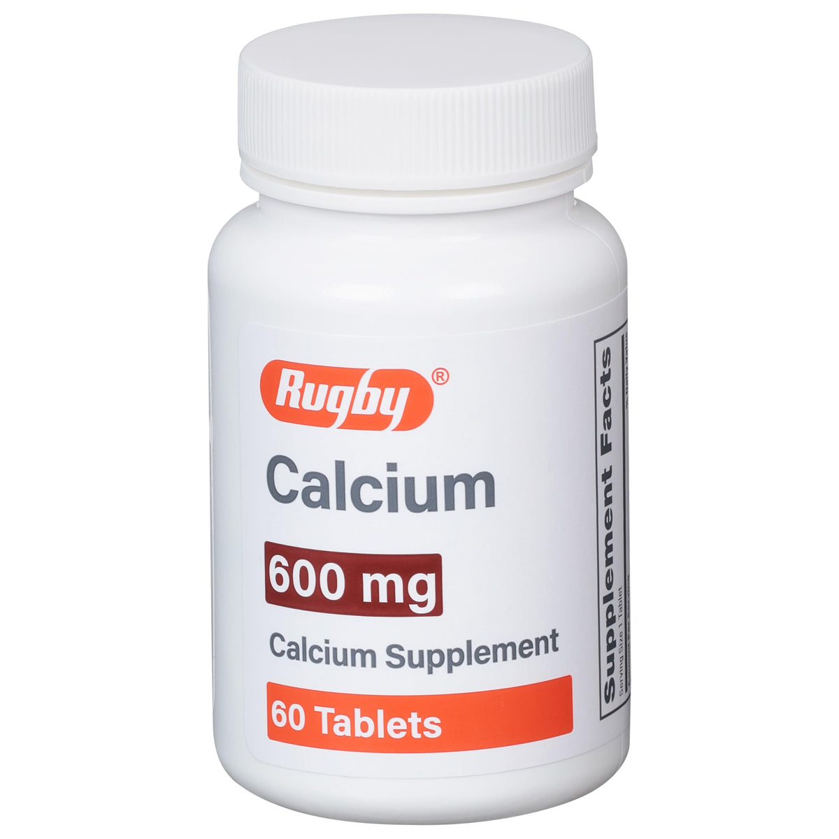 Rugby Laboratories tabletas calcio 600 mg en empaque frontal para uso diario