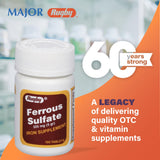 Rugby Laboratories tabletas ferrosas 325 mg, guardado seguro en armario.