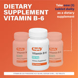 Rugby Laboratories tabletas vitamina B6, piridoxina HCl para absorción eficiente.