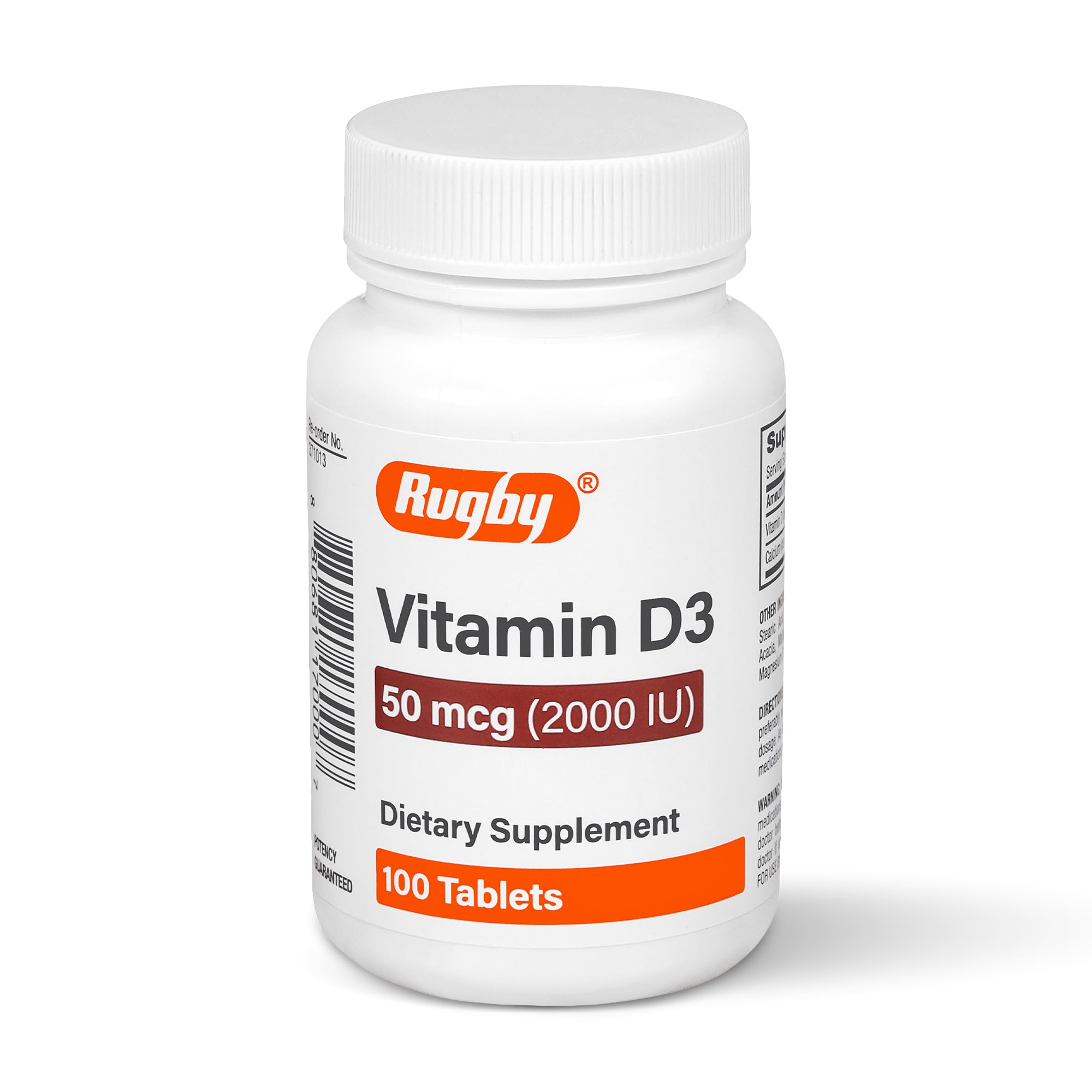 Rugby Laboratories Vitamina D3 2000 UI en tableta para huesos fuertes