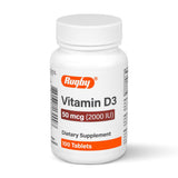 Rugby Laboratories Vitamina D3 2000 UI en tableta para huesos fuertes