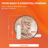 Rugby Laboratories Zinc 50mg – dosis diaria recomendada para hábitos saludables.