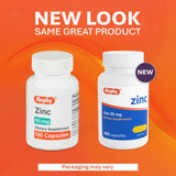Rugby Laboratories Zinc 50mg – etiqueta frontal que facilita identificar el producto.