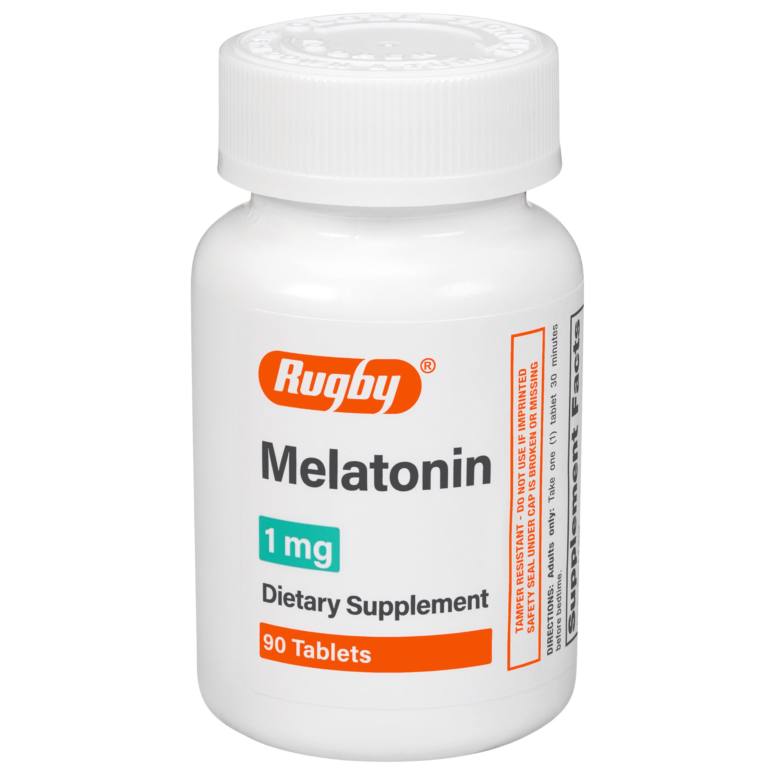 Rugby Laboratorios Melatonina 1 mg, comprimidos en botella, apoyo para un descanso suave.
