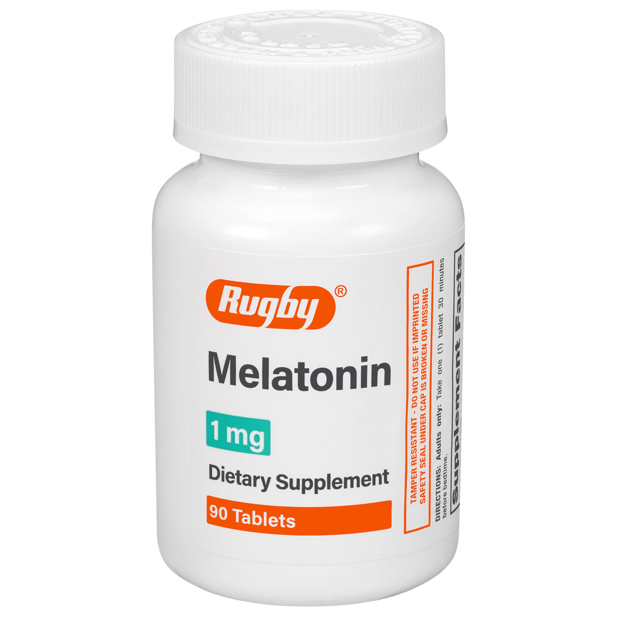 Rugby Laboratorios Melatonina 1 mg, comprimidos en botella, apoyo para un descanso suave.
