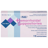 Rugby Laboratorios supositorios hemorroidales, empaque individual para higiene y uso discreto.