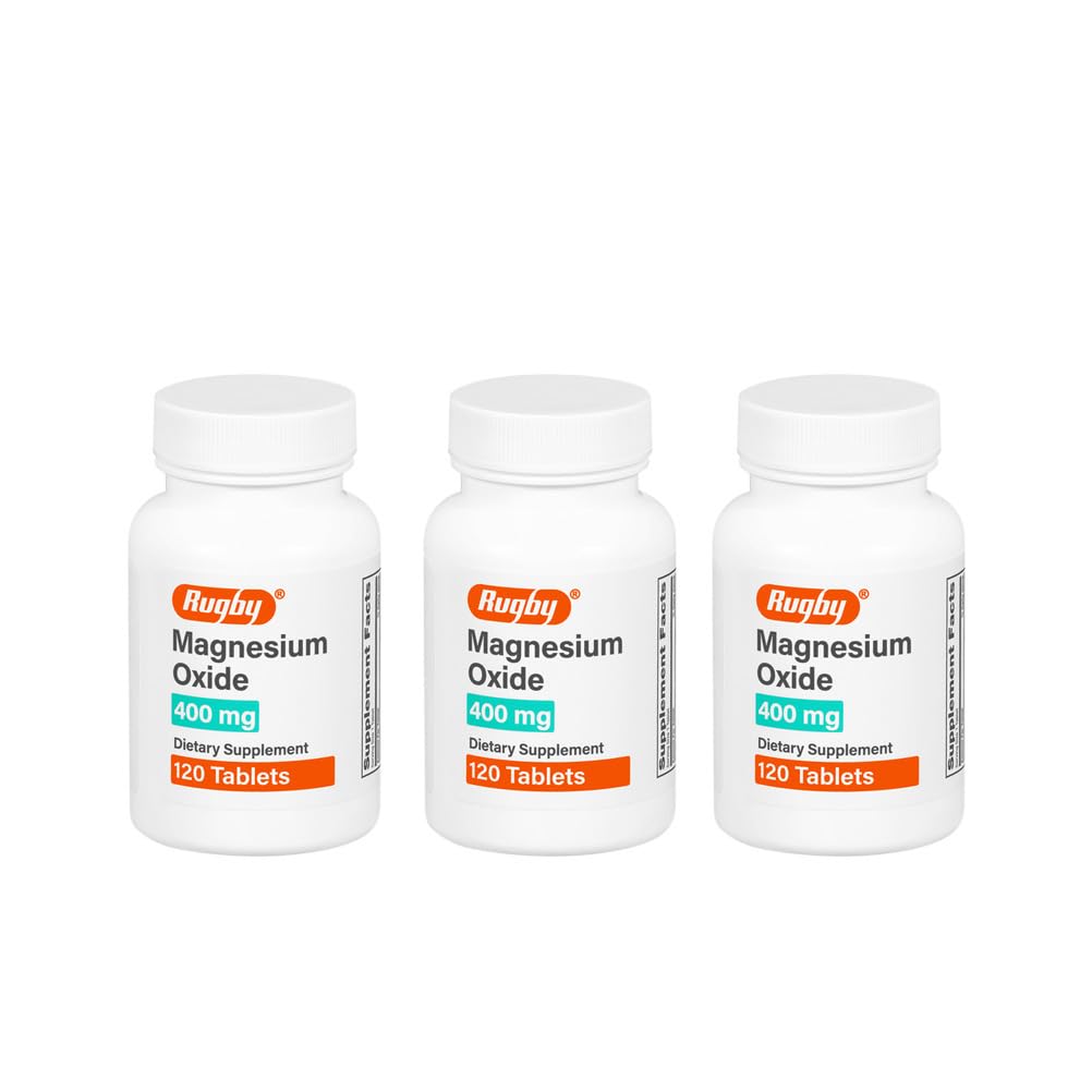 Rugby Laboratories tabletas de oxido de magnesio 400 mg para uso diario.