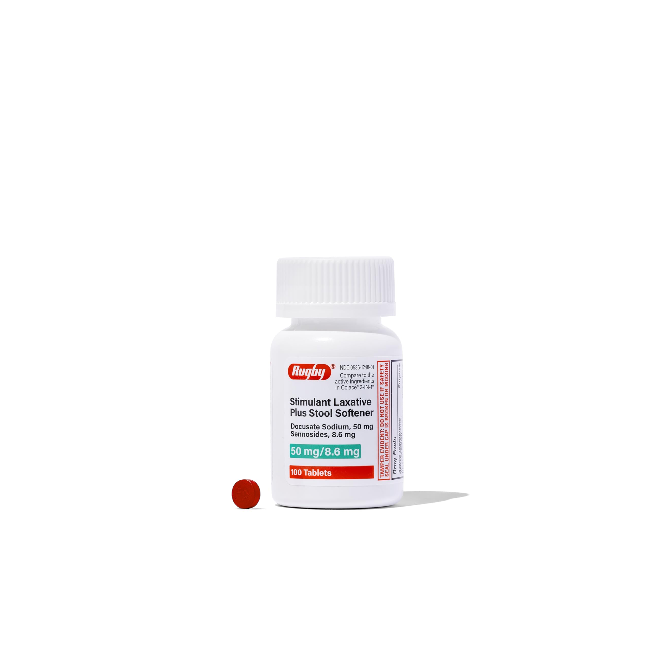 Rugby Laboratories: empaque visible para alivio ocasional del estreñimiento.