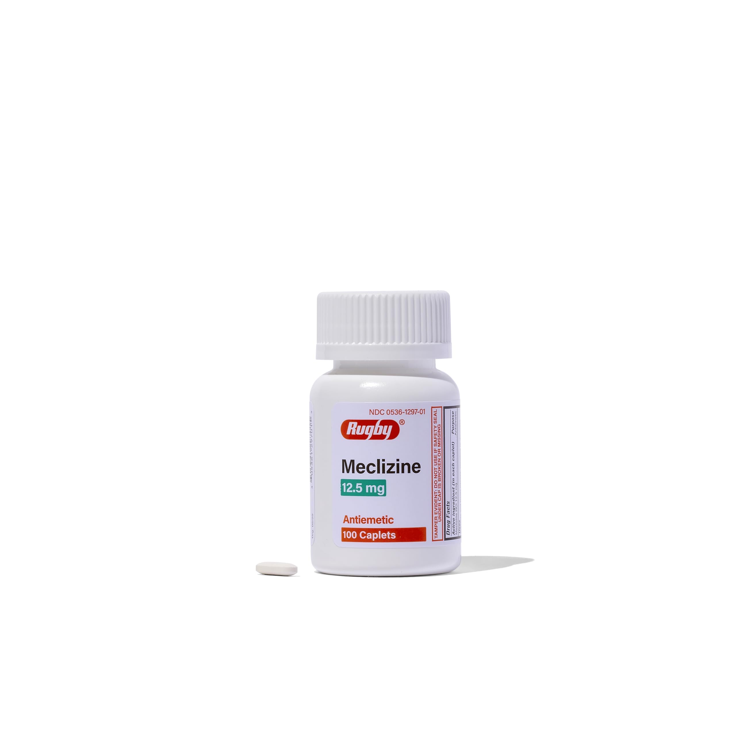 Rugby Meclizina 12,5 mg caplets en empaque práctico para viajar
