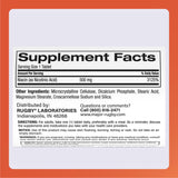 Rugby Niacin 500mg: primer plano de tabletas, apoyo a la salud de la piel.