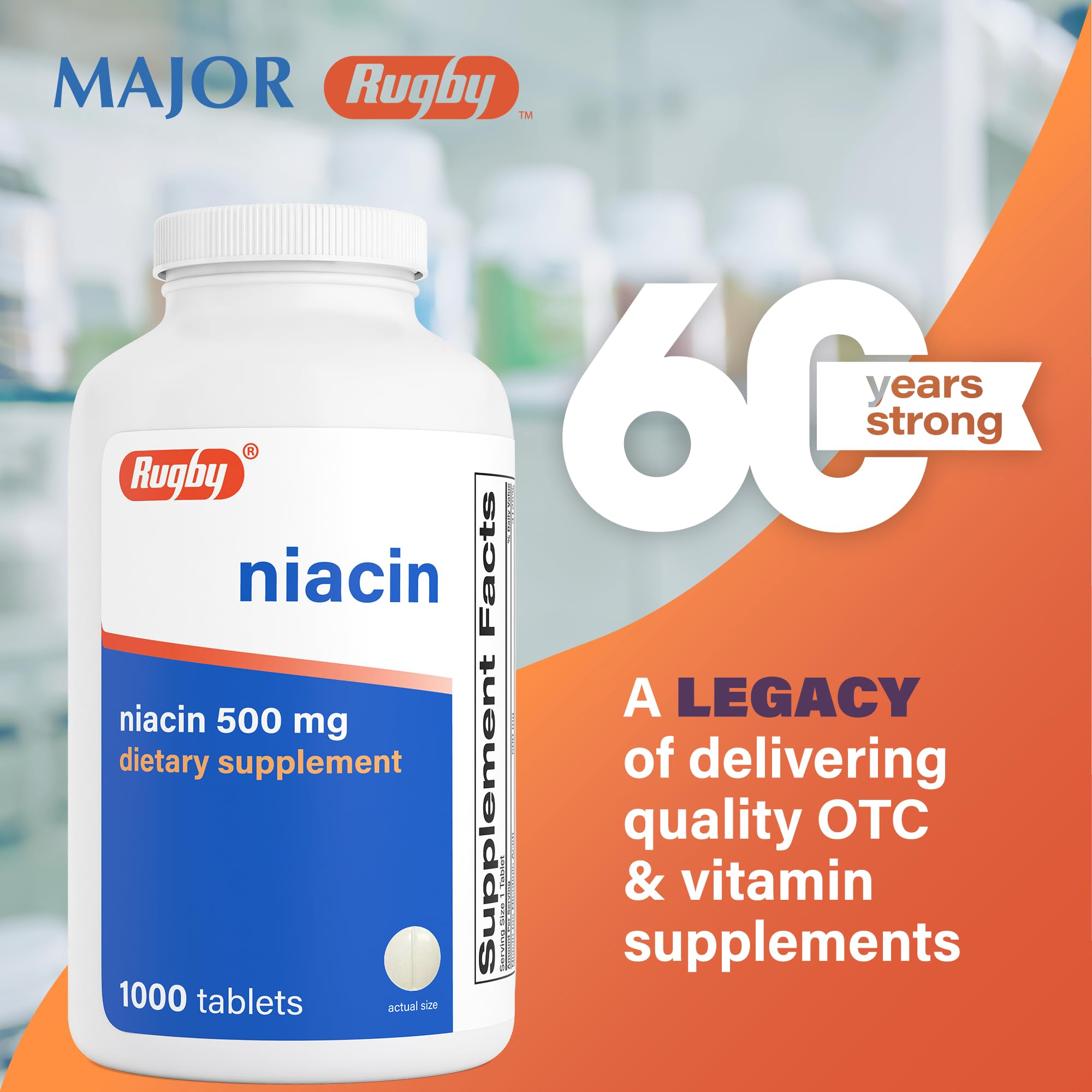 Rugby Niacin 500mg: mano sosteniendo tabletas, uso diario recomendado.