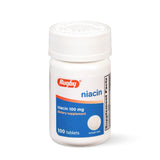 Rugby Niacina 100 mg frente al envase, suplemento diario sin azúcar ni gluten.