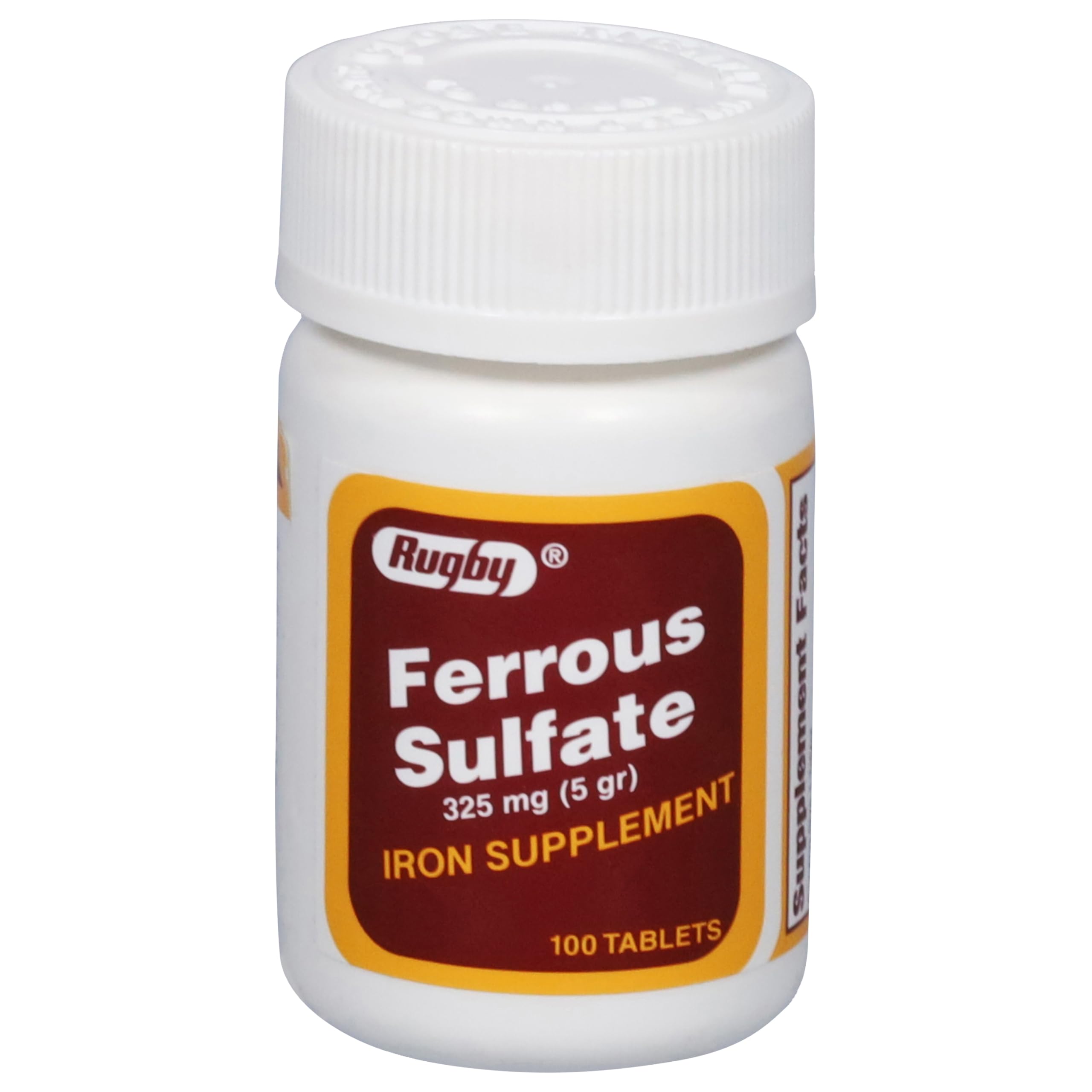 Rugby sulfato ferroso 325 mg, tableta en envase, aporte diario de hierro