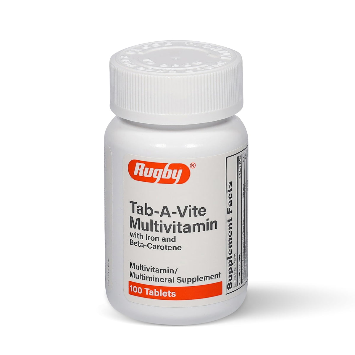 Rugby Tab-A-Vite frasco-dosis: multivitamínico diario para apoyo nutricional.