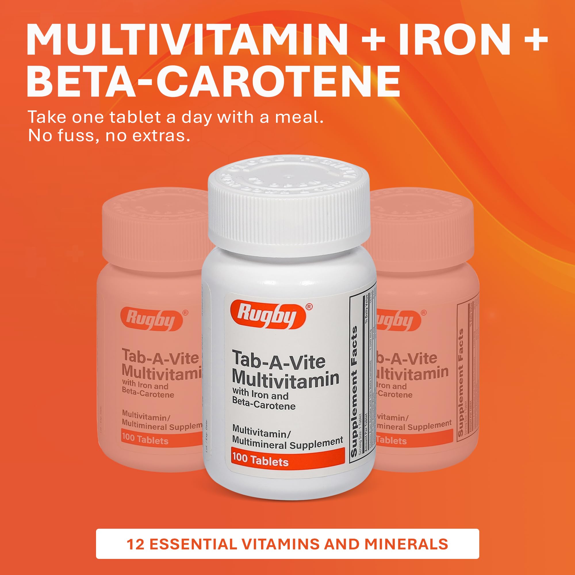 Rugby Tab-A-Vite ingredientes-clave: hierro y betacaroteno para nutrición.
