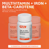 Rugby Tab-A-Vite ingredientes-clave: hierro y betacaroteno para nutrición.