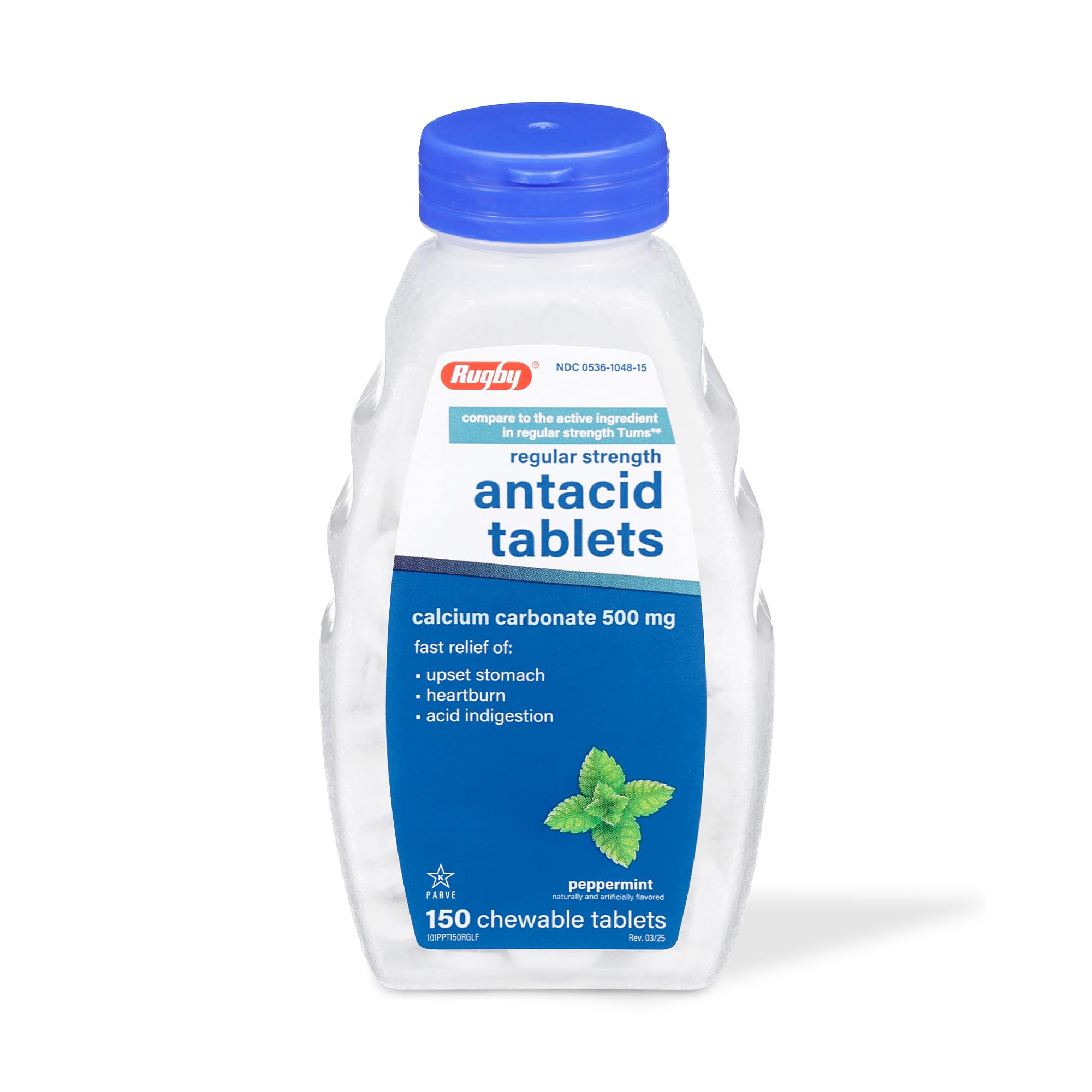 Rugby tableta antácido calcio 500 mg, sabor menta, posible alivio de malestar estomacal