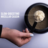 Rule 1 Proteins Caseina, mezcla en vaso para bebida proteica.
