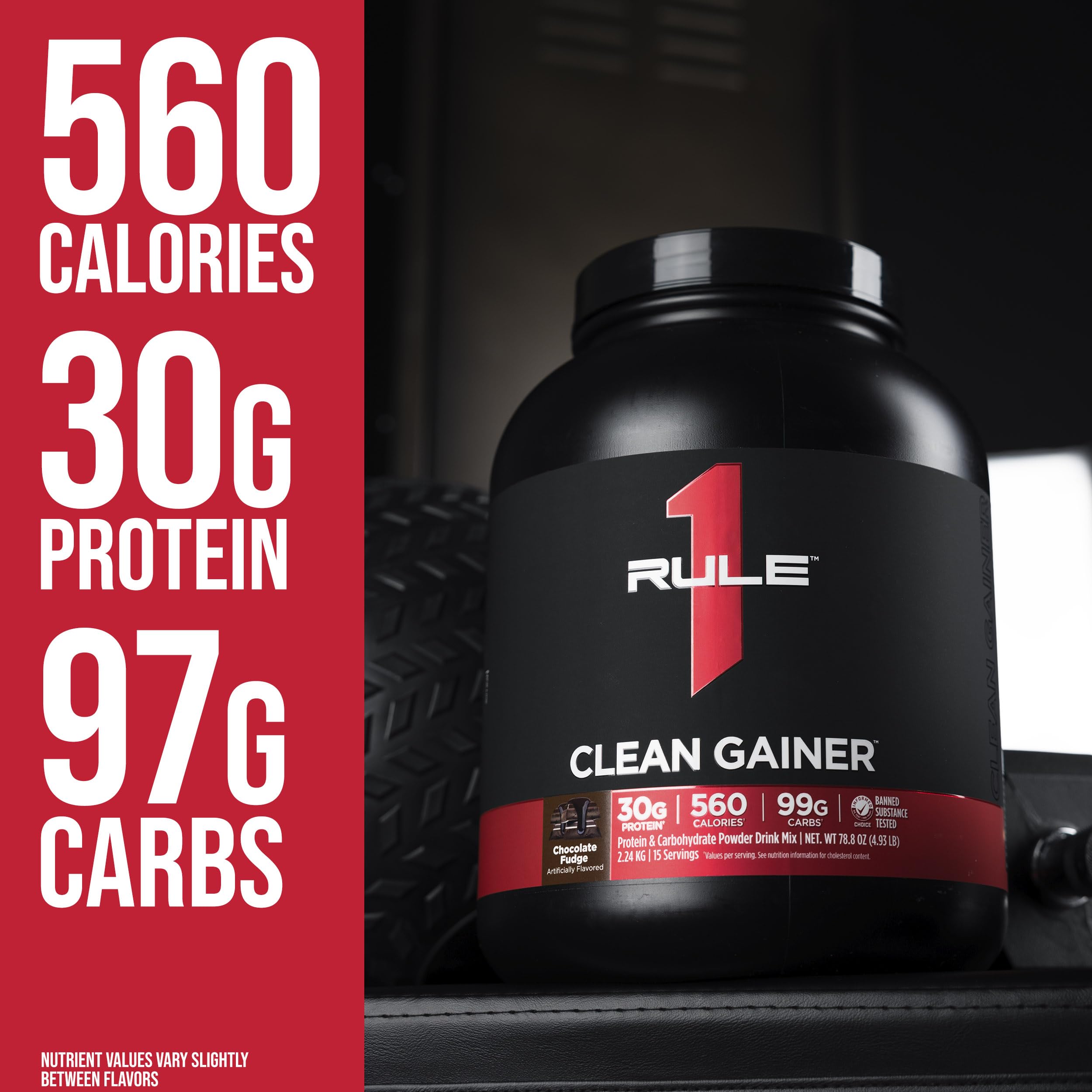15 porciones de Rule 1 Proteins Clean Gainer para varios días
