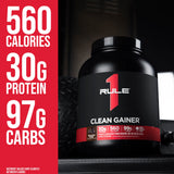 15 porciones de Rule 1 Proteins Clean Gainer para varios días