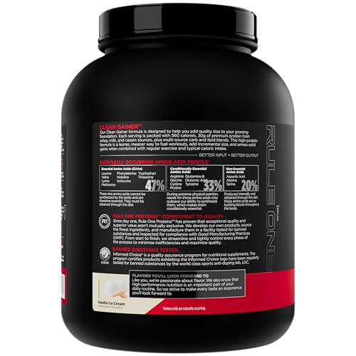 Rule 1 Proteins Clean Gainer mezclador lleno con batido cremoso