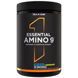 Rule 1 Proteins Essential Amino 9, envase visible, para recuperación muscular e hidratación.