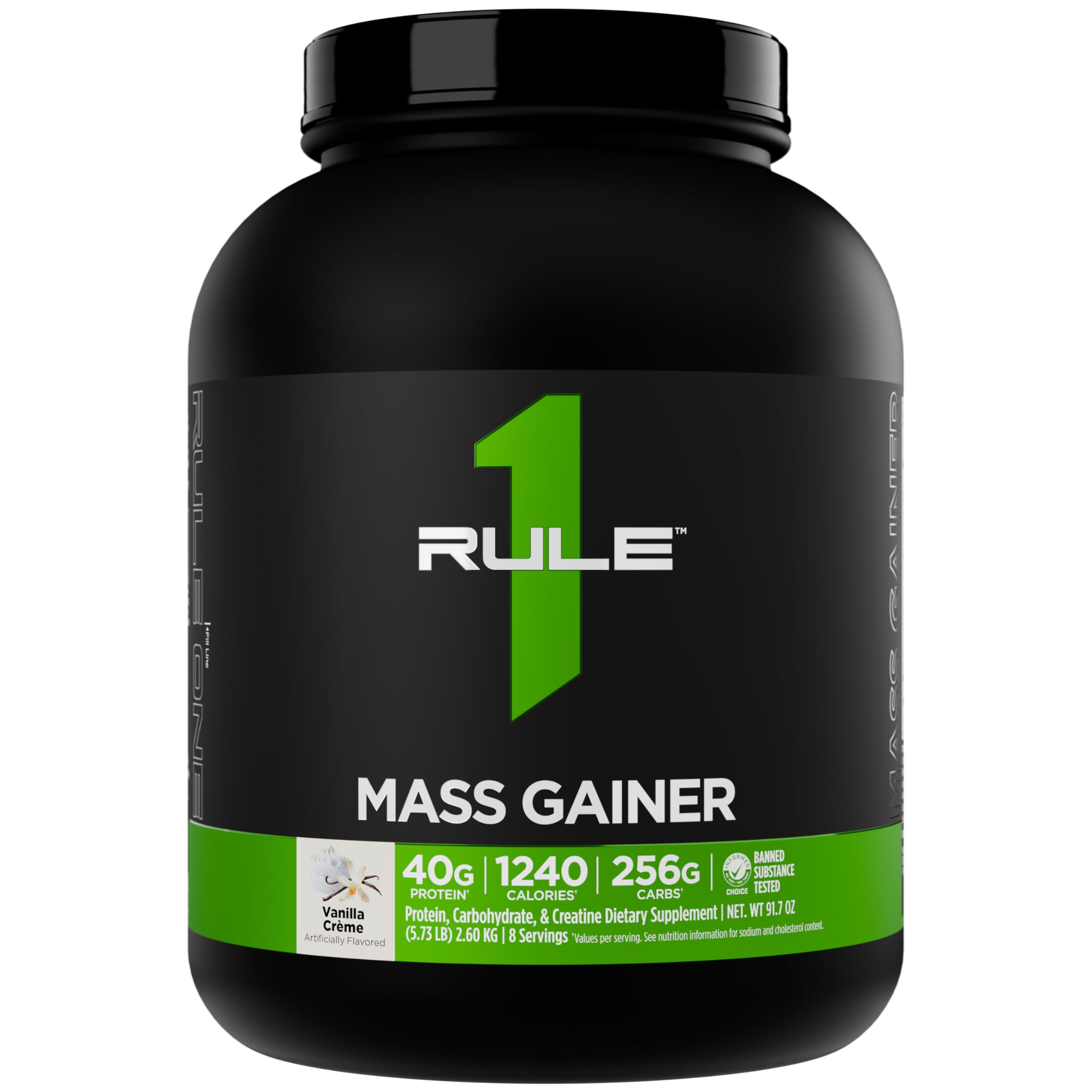 Envase de Rule 1 Proteins Ganador de Masa para apoyar ganancia de masa.