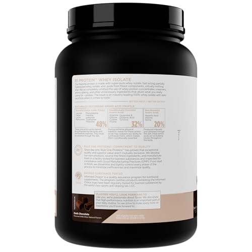 Rule 1 Proteins R1, batido chocolate oscuro, sabor agradable sin colorantes.