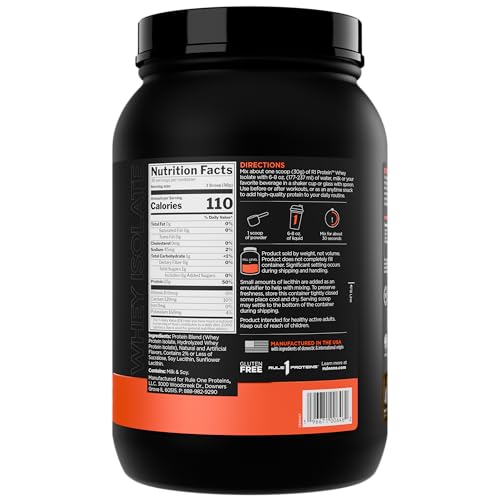 R1 Protein Whey Isolate con cuchara medidora para porciones rápidas