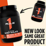 Rule 1 Proteins R1 Whey Isolate, etiqueta nutricional clara para planificar ingestas