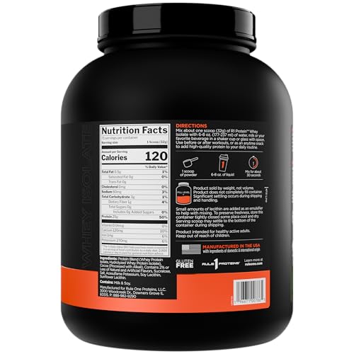 Etiqueta de R1 Proteína aislada, sabor menta-chocolate-chip, libre de azúcares añadidos