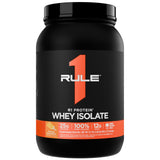 Rule 1 Proteins R1 Whey Isolate en lata naranja, 25 g de proteína por porción para recuperación posentrenamiento