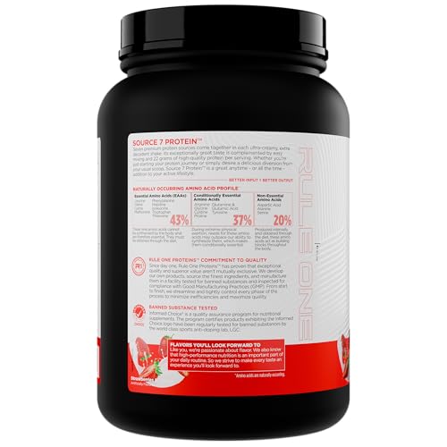Rule 1 Proteins Source 7 Protein, bebida lista, sabor cremoso para meriendas altas en proteína.